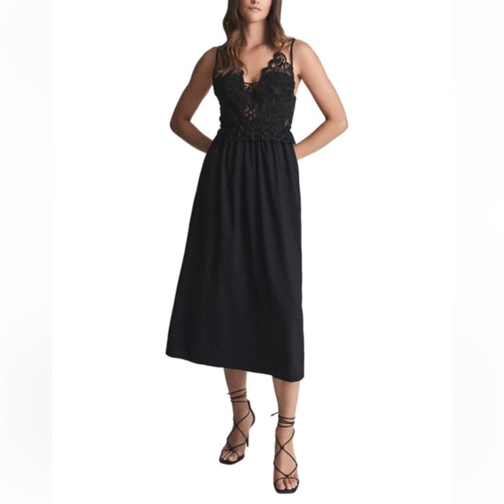 Reiss Serena Lace Dress. Stunning, elegant, black dress with pockets.